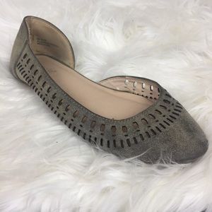 NICOLE PERFORATED FAUX LEATHER FLATS GRAY SIZE 6